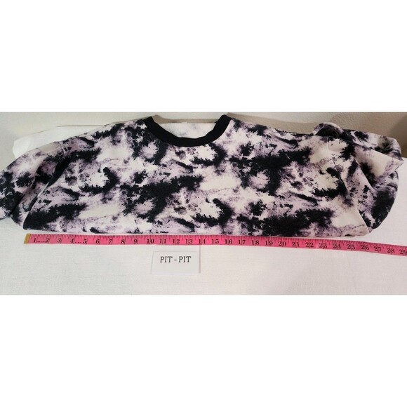 SOCIALITE WOMENS XL BLACK WHITE SWEATSHIRT CROPPED TIE DYE ARTSY WATERCOLOR HIP - Picture 12 of 13